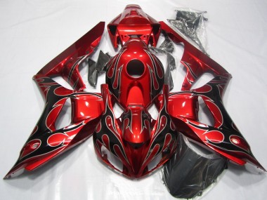 Aftermarket 2006-2007 Red Black Flame Honda CBR1000RR Replacement Fairings