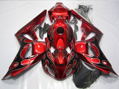 Aftermarket 2006-2007 Red Black Flame Honda CBR1000RR Replacement Motorcycle Fairings