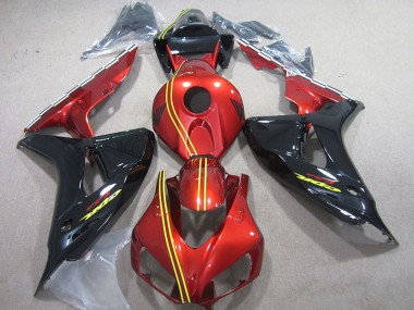 Custom 2006-2007 Black Red Yellow Honda CBR1000RR Motorcycle Fairing Kit