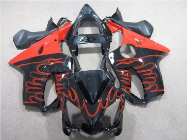 Custom 2001-2003 Black Red Flame Honda CBR600 F4i Motorcyle Fairings