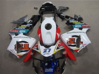 Aftermarket 2003-2004 White Red Blue 27 Honda CBR600RR Motorcycle Fairings