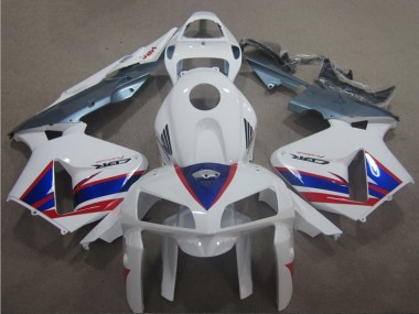 Custom 2005-2006 White Blue Red Honda CBR600RR Motorcycle Fairing