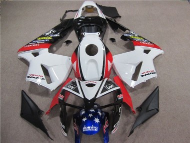 Custom 2005-2006 White Red Blue Lee Honda CBR600RR Motorbike Fairing