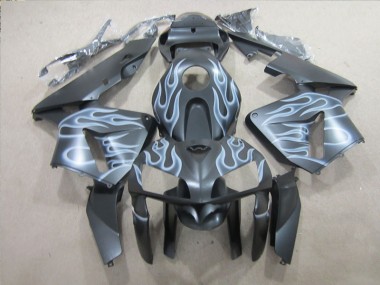 Custom 2005-2006 Black Silver Flame Honda CBR600RR Replacement Motorcycle Fairings