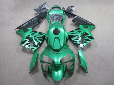 Custom 2005-2006 Green Black Honda CBR600RR Motorcycle Fairings Kit