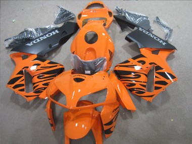 Custom 2005-2006 Orange Black Honda CBR600RR Motorbike Fairings