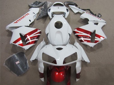 Custom 2005-2006 White Red Honda CBR600RR Motorcycle Fairing Kit