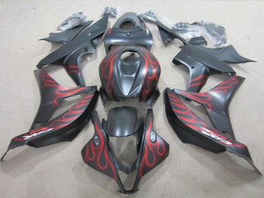 Aftermarket 2007-2008 Black with Red Flame Honda CBR600RR Motorcylce Fairings