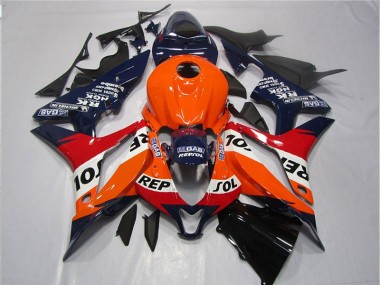 Custom 2007-2008 Orange Blue Black Repsol Honda CBR600RR Motorcycle Fairings