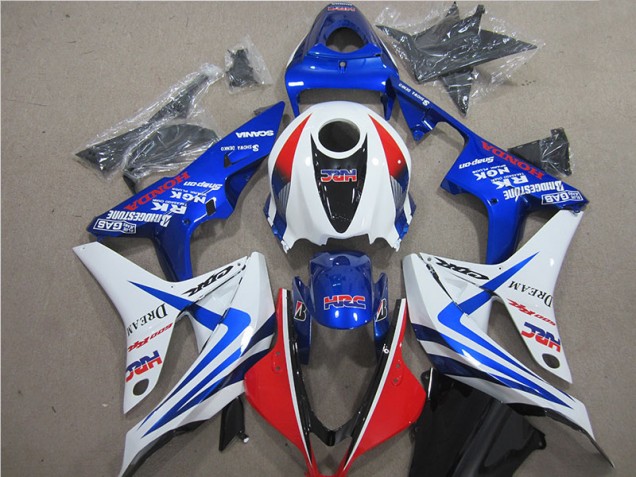 Custom 2007-2008 Blue White Red HRC Honda CBR600RR Motorcycle Fairing