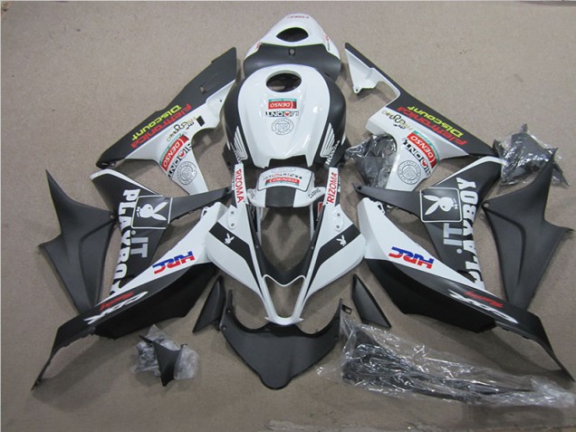 Custom 2007-2008 Black White HRC Honda CBR600RR Motorcycle Fairing Kits