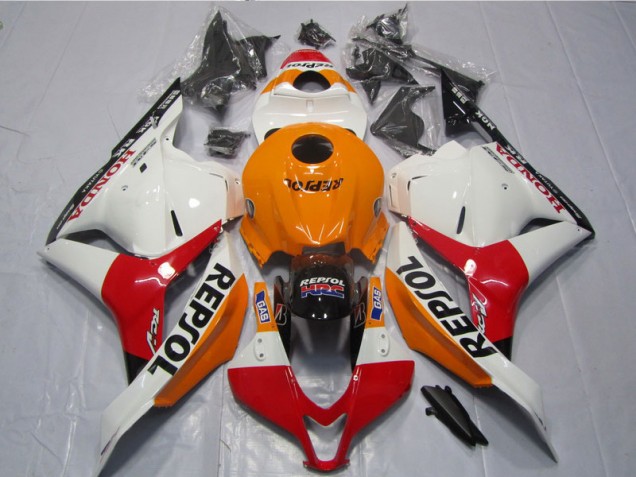 Custom 2009-2012 White Orange Black Repsol Honda CBR600RR Motorcycle Fairing Kit