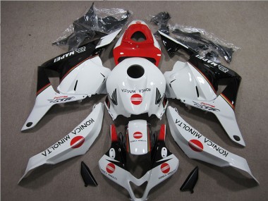 Custom 2009-2012 White Red Konica Minolta Honda CBR600RR Motorbike Fairing Kits