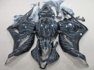 Custom 2009-2012 Black Silver Flame Honda CBR600RR Motor Fairings