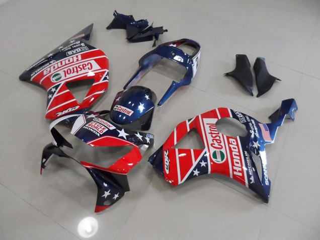 Aftermarket 2002-2003 Blue Red Cycle World Castrol Honda CBR900RR 954 Motorcycle Fairing Kit