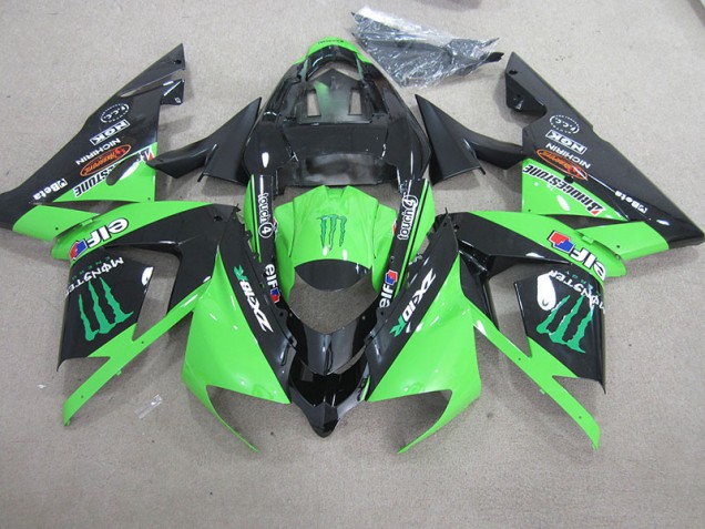 Custom 2003-2005 Black Green Monster Kawasaki ZX10R Motorcycle Fairing Kits