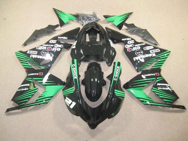 Custom 2003-2005 Black Green C-Shock Monster Kawasaki ZX10R Motorbike Fairing