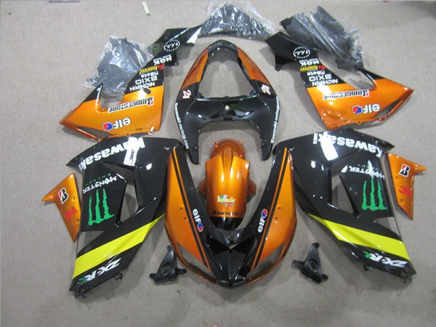 Aftermarket 2006-2007 Black Orange Monster Kawasaki ZX10R Motorcycle Fairing Kits