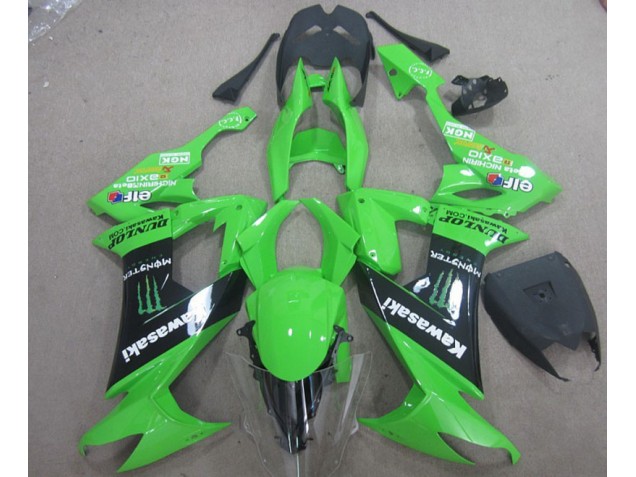 Custom 2008-2010 Green Black Monster Kawasaki ZX10R Motor Bike Fairings