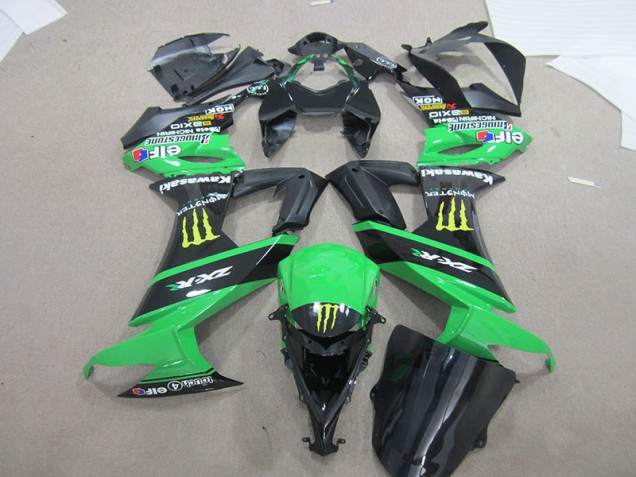 Custom 2008-2010 Black Green Monster Kawasaki ZX10R Bike Fairing Kit