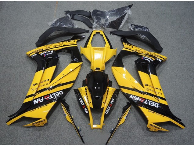Aftermarket 2011-2015 Yellow Black Delt Fin Kawasaki ZX10R Motorcycle Bodywork