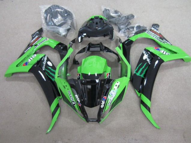 Aftermarket 2011-2015 Black Green Touch4 Monster Kawasaki ZX10R Motorbike Fairing Kits