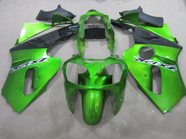 Aftermarket 2000-2001 Green Kawasaki ZX12R Motorbike Fairings