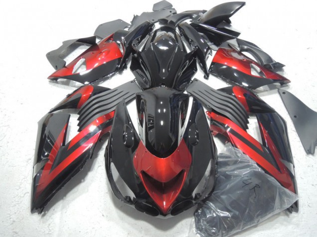 Custom 2006-2011 Black Red Kawasaki ZX14R ZZR1400 Motorcycle Fairings Kit