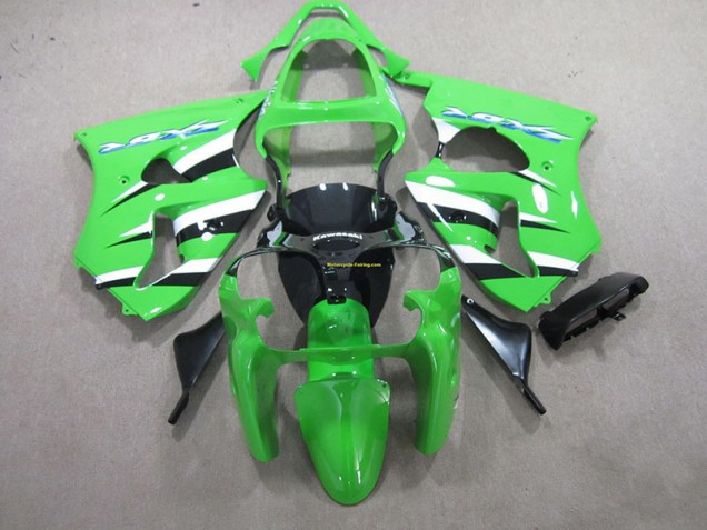 Custom 2000-2002 Green Black White Kawasaki ZX6R Motorcycle Fairings & Bodywork