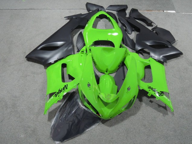 Custom 2005-2006 Green Black Ninja 636 Kawasaki ZX6R Motorcycle Fairings Kits