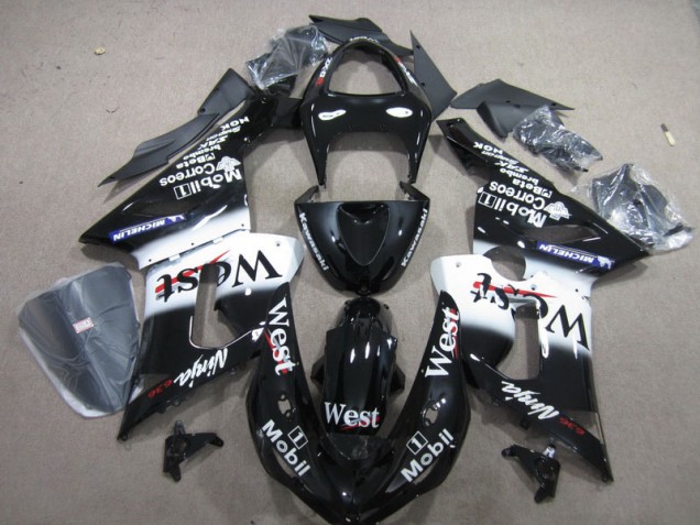 Custom 2005-2006 Black West Mobil Ninja 636 Kawasaki ZX6R Motorbike Fairings