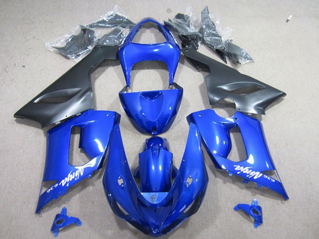 Custom 2005-2006 Blue White Ninja 636 Kawasaki ZX6R Motorcyle Fairings