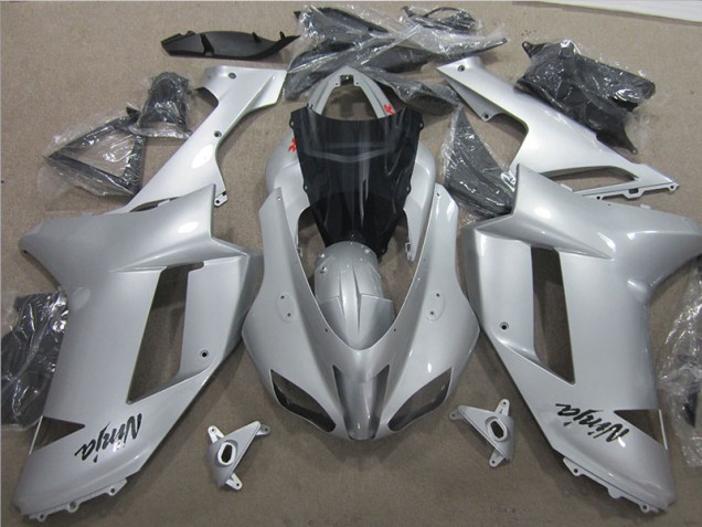 Custom 2007-2008 Silver Kawasaki ZX6R Bike Fairing