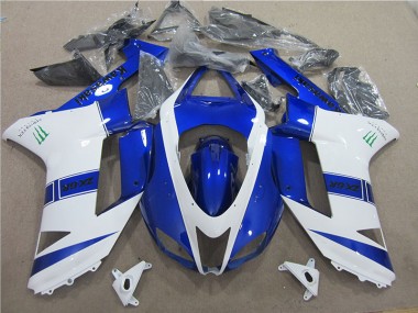 Custom 2007-2008 Blue White Monster Kawasaki ZX6R Bike Fairing