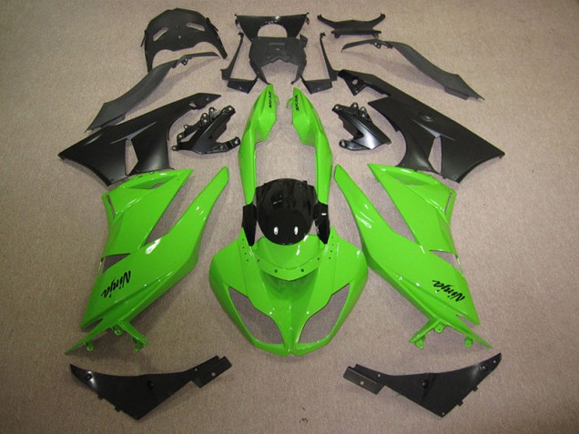 Custom 2009-2012 Black Green Kawasaki ZX6R Motorbike Fairing