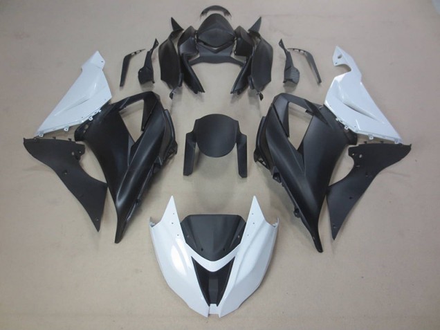 Custom 2013-2018 Black White Kawasaki ZX6R Motorcycle Fairings