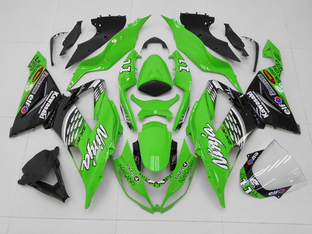 Aftermarket 2013-2018 Green Black 11 Kawasaki ZX6R Bike Fairing