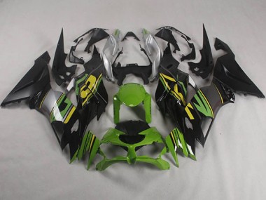 Custom 2019-2023 Black Green Kawasaki ZX6R Motorcyle Fairings