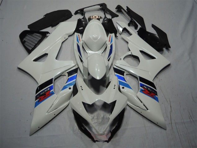 Custom 2005-2006 White Blue Suzuki GSXR1000 Motorcycle Fairing Kits