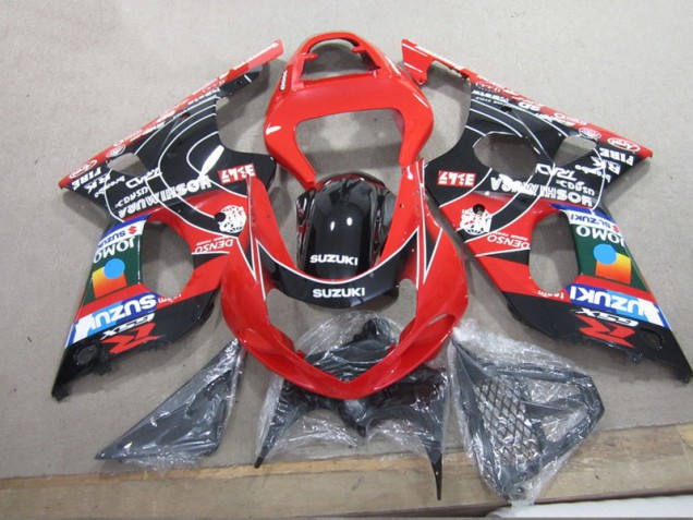 Custom 2000-2002 Red Black Denso Suzuki GSXR1000 Motorcyle Fairings