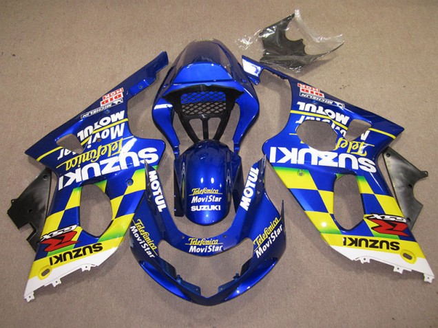 Aftermarket 2000-2002 Blue Yellow Telefumica Movistar Suzuki GSXR1000 Motor Fairings