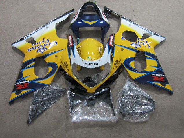 Custom 2000-2002 Yellow Blue Corona Extra Suzuki GSXR1000 Motorcycle Fairings Kit