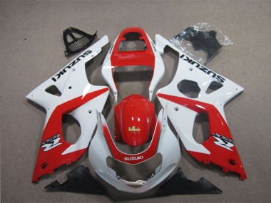 Custom 2003-2004 Red White Suzuki GSXR1000 Motorcyle Fairings