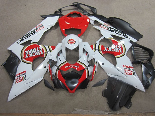 Aftermarket 2005-2006 White Lucky Strike Red Motul Suzuki GSXR1000 Motorcycle Fairings