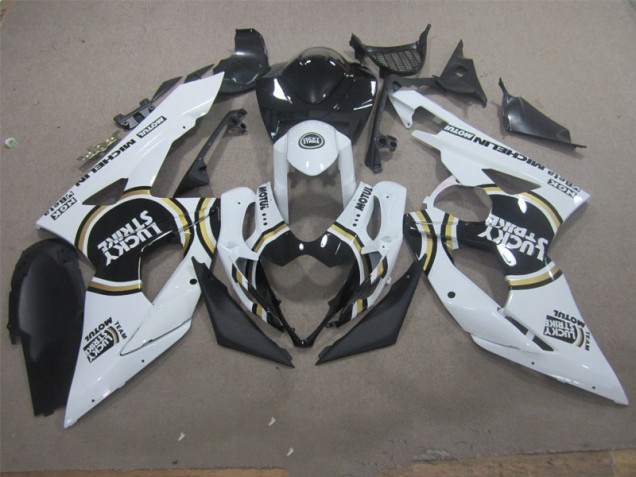 Custom 2005-2006 White Lucky Strike Black Motul Suzuki GSXR1000 Motorcycle Fairing Kit