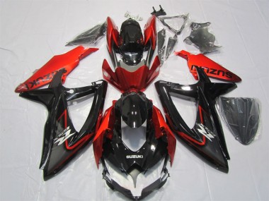 Custom 2007-2008 Black Red Suzuki GSXR1000 Motorbike Fairing