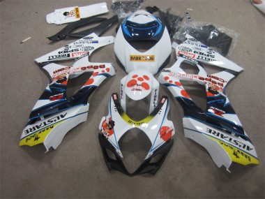 Custom 2007-2008 White Blue Dark Dog Suzuki GSXR1000 Bike Fairing