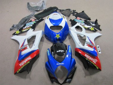 Custom 2007-2008 Blue White Rockstar Suzuki GSXR1000 Motorcycle Bodywork