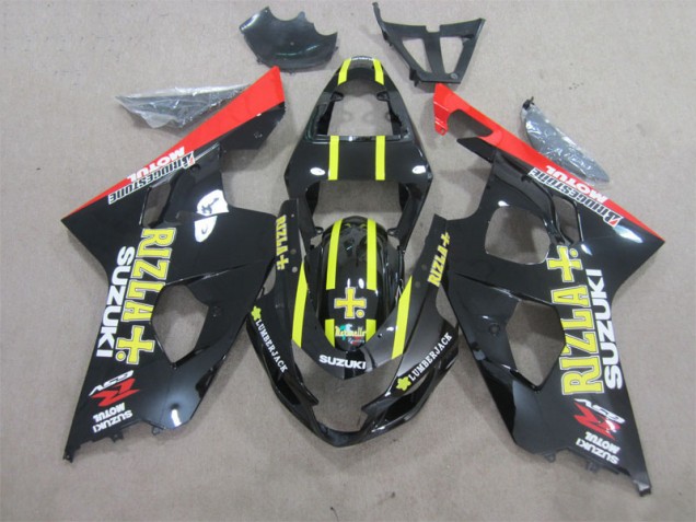 Custom 2004-2005 Black Yellow Rizla Suzuki GSXR600 Motorcycle Fairings Kit