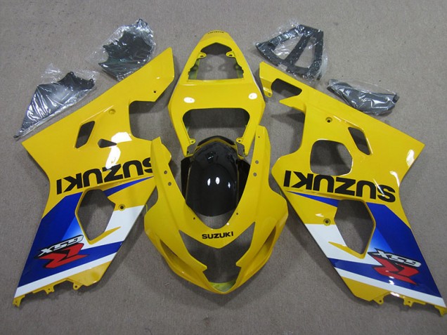 Custom 2004-2005 Yellow Blue Suzuki GSXR600 Motor Bike Fairings